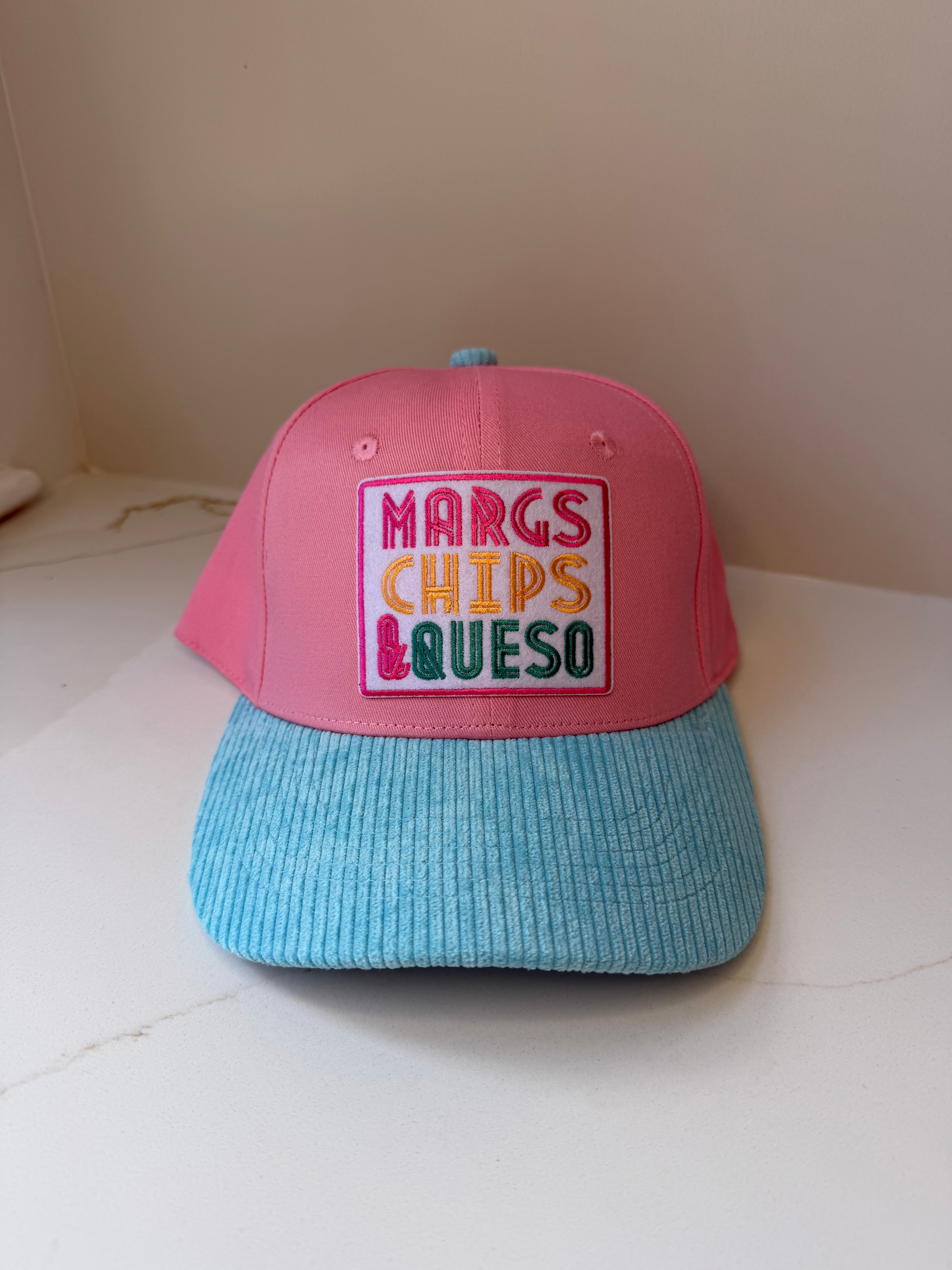 Margs, Chips & Queso Trucker Hat – Colorblock Corduroy Brim Snapback
