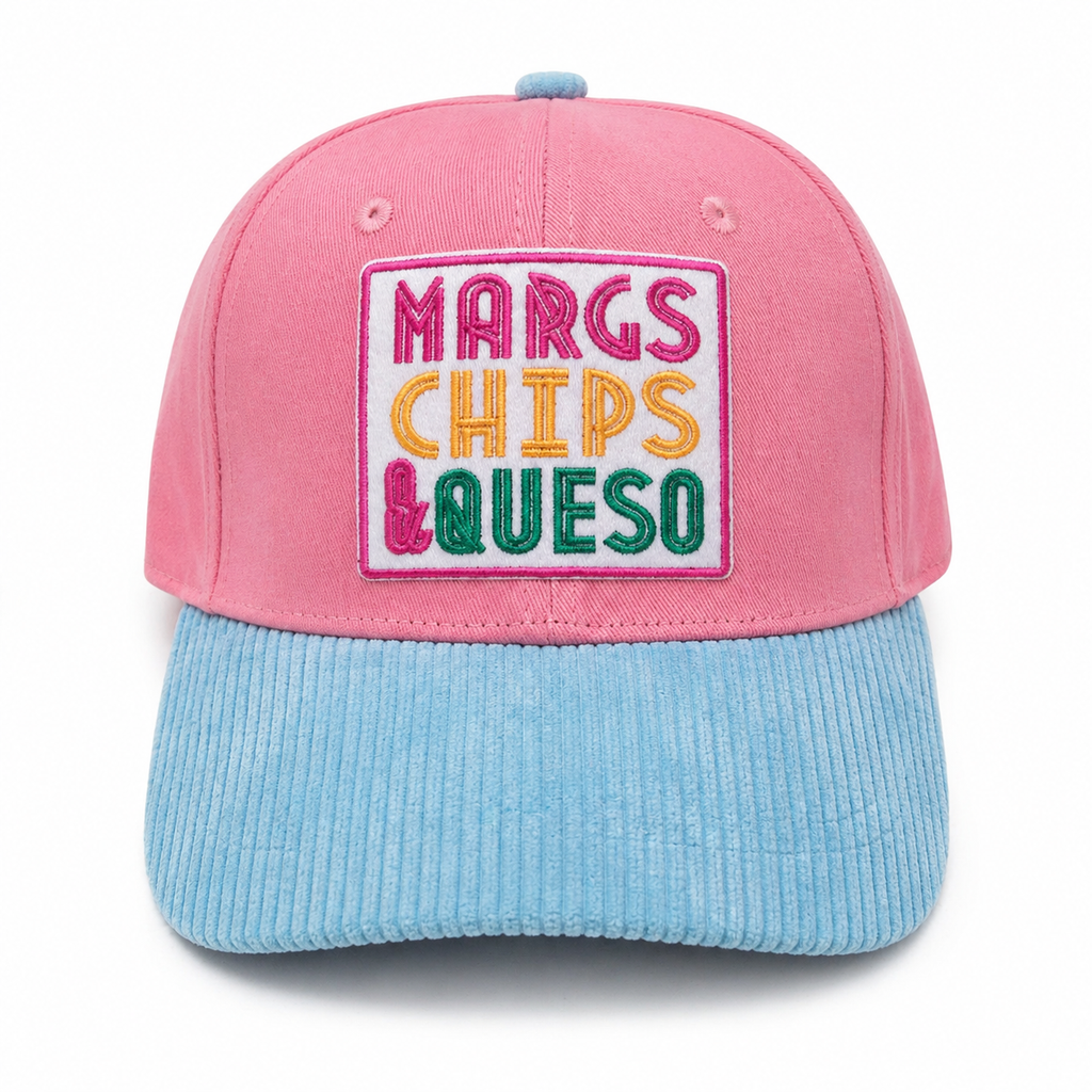 Margs, Chips & Queso Trucker Hat – Colorblock Corduroy Brim Snapback